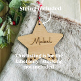 PERSONALISED CHRISTMAS STOCKING Label - Wooden Present Tag - Laser Engraved Name