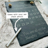 CHRISTMAS ADVENT CALENDAR - Personalised Slate Sign - Days Until Christmas Countdown