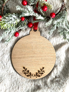 PERSONALISED CHRISTMAS WOODEN Bauble - Any Message - Any Text - Hanging Baubale - Christmas Tree Decoration - Friend Gift - Custom Gift