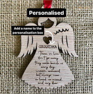 PERSONALISED ANGEL CHRISTMAS Ornament - Laser Engraved - Those we Love Don't Go Away - Hanging Tree Decoration - Memorial Gift