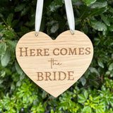 HERE COMES THE Bride Sign - Wedding Decor - Flower Girl, Pageboy, Bridesmaid Plaque