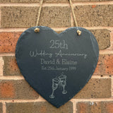 ANNIVERSARY SLATE SIGN - Heart Shape - For Couple - Personalised Keepsake - Wedding Anniversary Gift - Any Anniversary - 25th, 40th, 60th - Butterfly Crafts