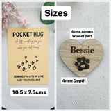 PET POCKET HUG - Pet Memory - Pet Loss - Personalised - Letter Box Gift - Oak Wood Heart with card - Rainbow Bridge - Butterfly Crafts