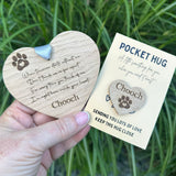PET POCKET HUG and Matching Hanging Heart Gift - Pet Memory - Pet Loss - Personalised - Letter Box Gift - Rainbow Bridge - Butterfly Crafts