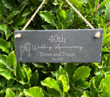 ANNIVERSARY SLATE SIGN - For Couple - Personalised Keepsake - 40th Wedding Anniversary Gift - Ruby Anniversary - Butterfly Crafts