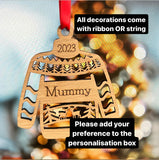 PERSONALISED CHRISTMAS JUMPER Ornament 2024- Laser Engraved - Christmas Sweater - Custom Christmas Tree Decoration