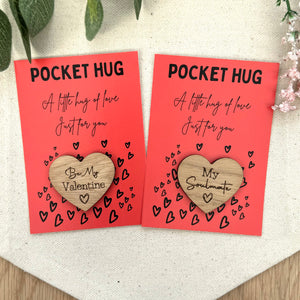 VALENTINE POCKET HUG - Valentine's Day Gift for Her - Gift for Him - Couples Gift - Wooden Heart- Love Gift - Letterbox Gift