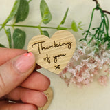 THINKING OF YOU Pocket Hug - Heart shaped - Oak 4cm - Letterbox Gift - Sympathy Gift