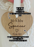 PERSONALISED WEDDING HEART - Wooden Hanging Heart for the Happy Couple - Mr and Mrs - Mr and Mr - Mrs and Mrs - Wedding Keepsake Gift - Butterfly Crafts