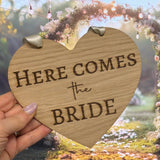 Here comes the bride hanging heart