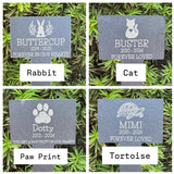 CUSTOM PET MEMORIAL Slate - Pet Grave Marker - Family Pet Loss - Dog, Cat, Chinchilla, Tortoise - Butterfly Crafts