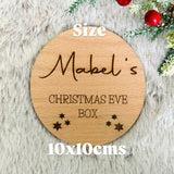 PERSONALISED CHRISTMAS EVE Box Label - Wooden Present Gift Tag - Laser Engraved Name