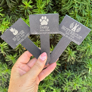 CUSTOM PET MEMORIAL Slate - Pet Grave Marker - Family Pet Loss - Dog, Cat, Chinchilla, Tortoise - Butterfly Crafts