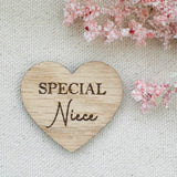 NIECE POCKET HUG - Heart shaped - Niece Gift - Oak 4cm - Letterbox Gift - Special Niece - Butterfly Crafts