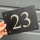 SLATE HOUSE NUMBER - Laser Engraved Farmhouse Sign - Gate Plaque 20 x 15cms