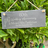 ANNIVERSARY SLATE SIGN - For Couple - Personalised Keepsake - 60th Wedding Anniversary Gift - Diamond Anniversary - Butterfly Crafts