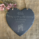 ANNIVERSARY SLATE SIGN - For Couple - Personalised Keepsake - 40th Wedding Anniversary Gift - Ruby Anniversary - Butterfly Crafts