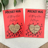 VALENTINE POCKET HUG - Valentine's Day Gift for Her - Gift for Him - Couples Gift - Wooden Heart- Love Gift - Letterbox Gift