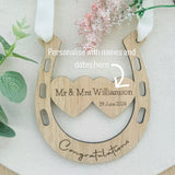 WEDDING HORSESHOE GIFT - Bride and Groom Gift - Personalised - Happy Couple - Good Luck - Congratulations on your Wedding Day - Butterfly Crafts