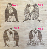 PERSONALISED VALENTINE'S GIFT - Our First Valentine's Day - Penguin Couples Gift - Hanging Wooden Heart