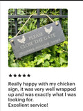 SLATE GARDEN SIGN - Please Close the Gate - Laser Engraved - 30 x 12cms - Dogs Chickens Ducks Rabbits - Butterfly Crafts