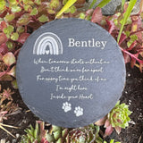 PET LOSS Keepsake - Rainbow Bridge - Laser Engraved Slate - Heart, Round or Square Coaster - Pet Bereavement - Butterfly Crafts