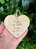 SISTER WOODEN HEART - Hanging Heart - Sister Gift - Butterfly Crafts