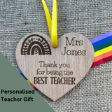 PERSONALISED TEACHER Wooden Heart - Hanging Heart - Teacher Gift - End of Year Gift - Teaching Assistant Gift - Butterfly Crafts