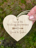 5TH WEDDING ANNIVERSARY Gift - Wood Anniversary - Personalised Hanging Heart - Butterfly Crafts