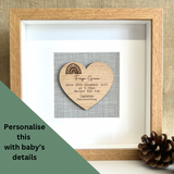 NEW BABY PERSONALISED Picture Frame - Keepsake Print - New Birth Gift - Baby Boy or Girl - Birth Details - Laser Engraved Heart - Butterfly Crafts