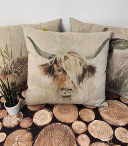 Fabric Cushion, Highland Cow - Butterfly Crafts