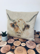 Load image into Gallery viewer, Fabric Cushion, Highland Cow - Butterfly Crafts