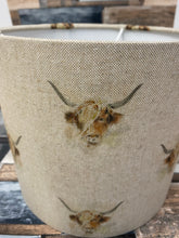 Load image into Gallery viewer, Drum lampshade - Country Highland Cow - Butterfly Crafts
