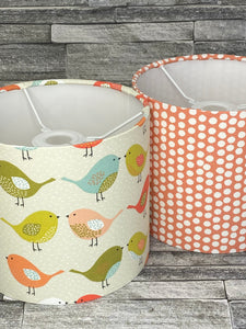 Drum lampshade, Various Sizes, Handmade, Made to Order, Orange Spotty, Lamp shade, Lampshades, Children, Kids Room - Butterfly Crafts
