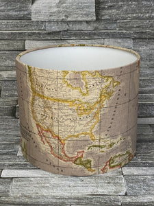 Drum Lampshade, Brown, Beige, Atlas, World Map - Butterfly Crafts
