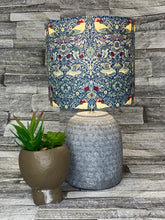 Load image into Gallery viewer, Drum Lampshade - William Morris - Bird Winter Berry - Blue - Butterfly Crafts