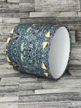 Load image into Gallery viewer, Drum Lampshade - William Morris - Bird Winter Berry - Blue - Butterfly Crafts