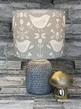 Load image into Gallery viewer, Drum lampshade - Scandinavian Birds Grey - Butterfly Crafts