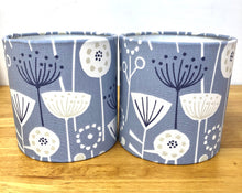 Load image into Gallery viewer, Drum Lampshade - Scandinavian Flowers and Birds Blue - Butterfly Crafts