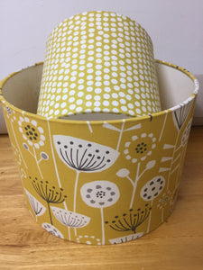 Drum lampshade - Scandinavian Flowers Yellow - Butterfly Crafts