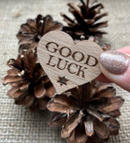 GOOD LUCK TOKEN - Pocket Hug - Heart shaped Wood - Good Luck Gift - Oak 4cm - Letterbox Gift - Butterfly Crafts