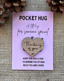 THINKING OF YOU Pocket Hug - Heart shaped - Oak 4cm - Letterbox Gift - Sympathy Gift - Butterfly Crafts