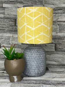 Drum Lampshade - Fabian Fabric by Fryetts - Grey, Yellow - Butterfly Crafts