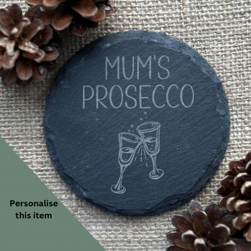 PROSECCO SLATE COASTER - Personalised Coaster - Champagne Coaster - Drinks Coaster - Butterfly Crafts