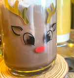 PERSONALISED GLASS MUG - Christmas Reindeer Design - Butterfly Crafts