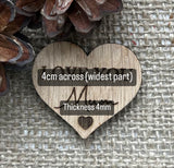 POCKET HUG MUM - Heart shaped - Love You Mum - Mum Gift - Oak 4cm - Letterbox Gift - Butterfly Crafts