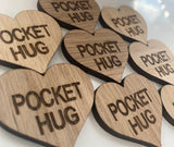 GOOD LUCK TOKEN - Pocket Hug - Heart shaped Wood - Good Luck Gift - Oak 4cm - Letterbox Gift - Butterfly Crafts