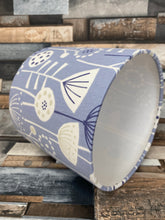 Load image into Gallery viewer, Drum Lampshade - Scandinavian Flowers and Birds Blue - Butterfly Crafts
