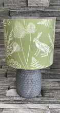 Load image into Gallery viewer, HARE DRUM LAMPSHADE - For Ceiling or Table Lamp - Various Sizes - Green - Grey - Blue - Multi Colours - Made to Order - Butterfly Crafts