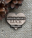 GOOD LUCK TOKEN - Pocket Hug - Heart shaped Wood - Good Luck Gift - Oak 4cm - Letterbox Gift - Butterfly Crafts